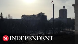 Live View from central Donetsk in Russiancontrolled Ukraine [upl. by Werdna]