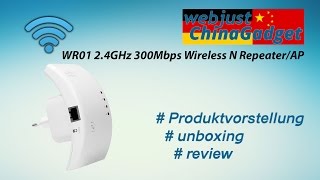 WR01 24GHz 300Mbps Wireless N Repeater  AP  unboxing  review  germandeutsch [upl. by Etireuqram]