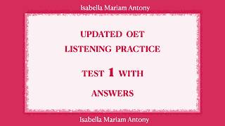 OET 20 LISTENING PRACTICE TEST 1 [upl. by Rissa159]