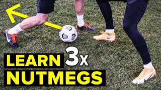 3 easy ways to nutmeg defenders  Learn panna skills [upl. by Hodge]