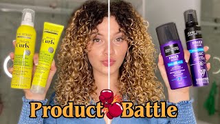 DRUGSTORE HUMIDITY PROOF CURLY HAIR PRODUCT BATTLE amp REVIEW  John Frieda vs Marc Anthony [upl. by Bartlett372]