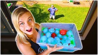 SLIME WATER BALLOON PRANK ON MY DAD  SoCassie [upl. by Ainehta]