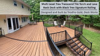 Trex Transcend Tiki Torch and Lava Rock Deck with Black Signature Railing [upl. by Yetnom]