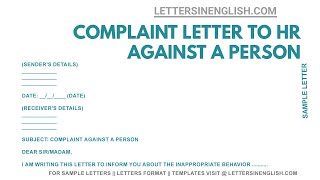 How To Write a Complaint Letter To HR About a Coworker – Sample Complaint Letter [upl. by Marie-Ann277]