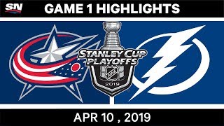 NHL Highlights  Columbus Blue Jackets vs Tampa Bay Lightning Game 1  April 10 2019 [upl. by Juliann609]