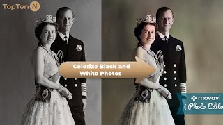 How to Colorize Black and White photos FREE with Movavi Low to High Resolution  TopTen AI 2020 [upl. by Peskoff]