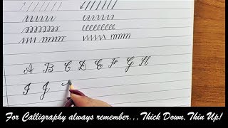 Calligraphy Alphabets  Pencil Calligraphy for Beginners  Uppercase Alphabets  Capital Letters [upl. by Erasme]