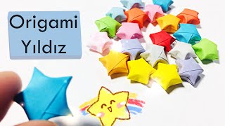 Kağıttan Küçük Yıldız Yapımı  Origami Lucky Star Tutorial How to make star [upl. by Dougy]