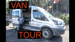 DIY Ford Transit Camper VAN TOUR  Simple Build For Weekend Adventures [upl. by Ilecara5]