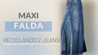 Maxi falda reciclando 2 jeans [upl. by Itirp]