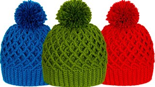 🌈Gorros a Crochet PUNTO DIAMANTE para niños bebes adultos SUPER FACIL [upl. by Gerhard707]