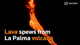 Lava spews from La Palma volcano [upl. by Mcfadden790]