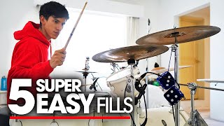 5 SUPER EASY FILLS  Drum Lesson Tutorial [upl. by Gerc888]