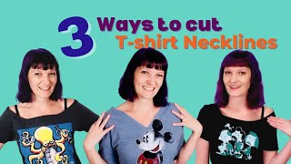 T Shirt Cutting Tutorial  Cut Necklines 3 Ways Boat Neck Vneck Off the Shoulder [upl. by Koren]