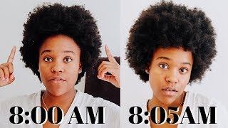 QUICK NATURAL HAIR MORNING ROUTINE How I Refresh  Moisturize My Afro [upl. by Paulina390]