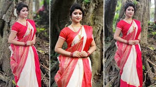 বাঙালি স্টাইলে শাড়ি পরা  Bengali Style Bridal Saree Draping  আটপৌরে শাড়ি পরার পদ্ধতি 💖😍 [upl. by Ynnal851]