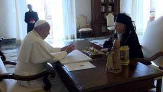 Pope Francis meets with Bartholomew Patriarch of Constantinople [upl. by Julee]