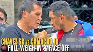 JULIO CESAR CHAVEZ SR VS HECTOR MACHO CAMACHO JR FULL WEIGH IN amp FACE OFF SHOW [upl. by Ademla]