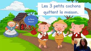 Les trois petits cochons Three little pigs in French Primary French [upl. by Geraud]