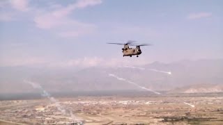 CH47F Chinook Helicopter Cockpit View  Dropping Flare [upl. by Hueston]