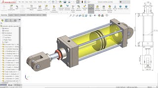 SolidWorks Tutorial Hydraulic Cylinder [upl. by Vachill]