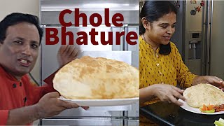 Delhi Chole Bhature  Punjabi Chole  Big Bhature Instant Channa masala  Pressure Cooker Channa [upl. by Sucam]