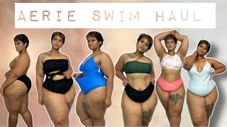 Curvy plus size Aerie Swimsuit Haul [upl. by Dag297]