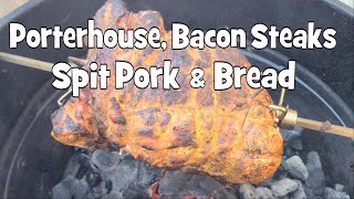 PORTERHOUSE BACON STEAKS  SPIT PORK and BREAD [upl. by Herta]