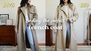 Finding my PERFECT trench coat  comparing affordable options  SPRING ESSENTIALS [upl. by Hills914]