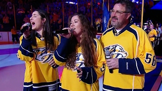 Nashville hyped up as Vince Gill amp his daughters sing national anthem [upl. by Avik]