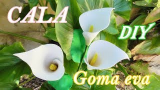 Como hacer flores de Calas en goma eva Flores artificiales [upl. by Edals459]