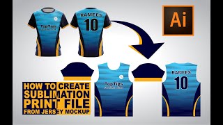 Creating Sublimation Print File From a Jersey Mockup  Adobe Illustrator Tutorials [upl. by Dub]