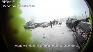 Video shows 119car pileup on I41 as snowy weather impacts rescue efforts by sheriffs department [upl. by Avitzur]