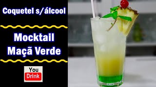 Coquetel sem álcool  MAÇÃ VERDE MOCKTAIL REFRESCANTE [upl. by Nettie]