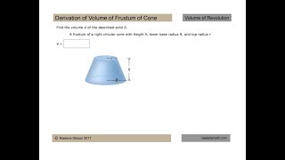 Volume Frustum Cone [upl. by Nnylharas]