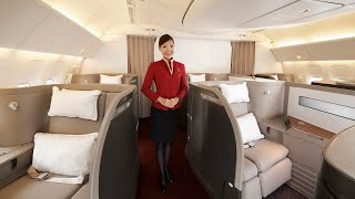 CATHAY PACIFIC First Class Boeing 777 Hong Kong to Frankfurt PHENOMENAL [upl. by Ecirtnom]