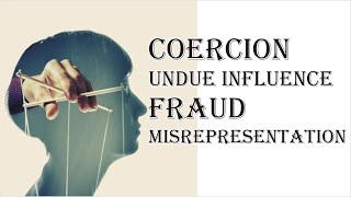 Coercion Undue Influence Fraud Misrepresentation  Indian Contract Act 1872  Law Guru [upl. by Eillam]