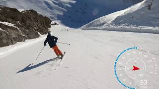 The Sarenne Alpe d’Huez 2019 in 4k skiing over 100 KPH longest black run in Europe [upl. by Tillfourd]