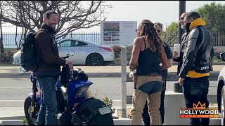 Keanu Reeves talking to fans about his ARCH Motorcycle for 3 Minutes Straight in Malibu [upl. by Atilef]