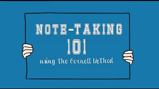 NoteTaking 101using the Cornell Method [upl. by Damas]