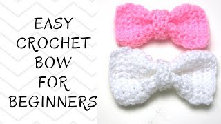 Crochet Tutorial How To Crochet An Easy Bow [upl. by Ahsilak571]