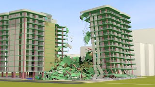 Condo Collapse Simulation  Champlain Towers South Surfside Florida Miami 8K [upl. by Oilejor273]