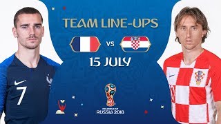 LINEUPS – FRANCE v CROATIA  2018 FIFA World Cup™ FINAL [upl. by Emsoc]