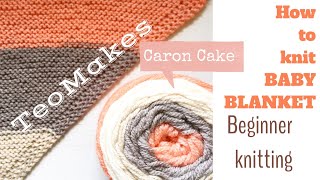 HOW TO KNIT A BABY BLANKET  Caron Cake knitting  TeoMakes [upl. by Mharg738]