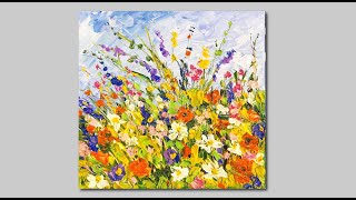 Acrylic Wildflower Painting Palette Knife painting [upl. by Nesto]