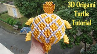 How To Make 3D Origami Turtle paper turtle decor  Cómo hacer 3d tortuga origami [upl. by Juan368]