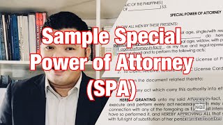 Sample Special Power of Attorney SPA [upl. by Bevers]