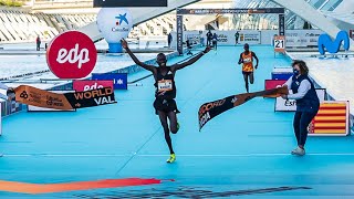 WORLD RECORD Kibiwott Kandie 5732 Valencia Half Marathon Full Race [upl. by Cristiona330]