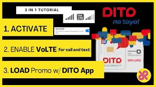 DITO SIM CARD ACTIVATE SIM ENABLE VoLTE APN call amp text amp LOAD PROMO 3N1 TUTORIAL [upl. by Northington]