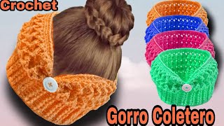 Gorro coletero a crochet todas las medidas Paso A Paso [upl. by Colette865]